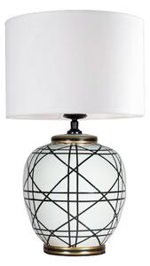 PR Home Επιτραπέζια λάμπα New York, λευκή, ύψος 61 cm, κεραμικό, Λευκό, Σαλόνι / τραπεζαρία, Ύφασμα / Κλωστοϋφαντουργία