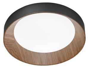 Luce Ambiente Design LED οροφής Arka, Ø 40 cm, μαύρο/εμφάνιση ξύλου, μέταλλο CCT, Μαύρο, Σαλόνι / τραπεζαρία, Μέταλλο, σύγχρονο