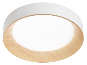 Luce Ambiente Design LED οροφής Arka, Ø 50 cm, λευκό/εμφάνιση ξύλου, μέταλλο, CCT, Λευκό, Σαλόνι / τραπεζαρία, Μέταλλο, σύγχρονο