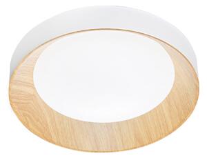 Luce Ambiente Design LED φωτιστικό οροφής Arka, Ø 40 cm, λευκό/εμφάνιση ξύλου, μέταλλο, CCT, Λευκό, Σαλόνι / τραπεζαρία, Μέταλλο, σύγχρονο