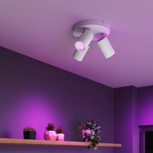 Calex Smart Spot οροφής, λευκό, Ø 21 cm, 3 φώτα, GU10-LED RGBW, ρυθμιζόμενος, Λευκό, Σαλόνι / τραπεζαρία, Μέταλλο, σύγχρονο, Ημικυκλική οροφή με απόσταση