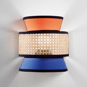 Luce Ambiente Design Φωτιστικό τοίχου Gazebo, πορτοκαλί/μπλε/φυσικό, 24 cm, ύφασμα/ρατάν, ρυθμιζόμενος, Πορτοκαλί, Σαλόνι / τραπεζαρία, Ύφασμα / Κλωστοϋφαντουργία