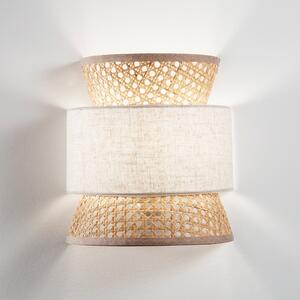 Luce Ambiente Design Φωτιστικό τοίχου Gazebo, φυσικό/μπεζ, πλάτος 24 cm, ρατάν/ύφασμα, ρυθμιζόμενος, Ξύλου, Σαλόνι / τραπεζαρία, Ξύλο