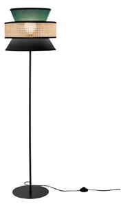 Luce Ambiente Design Φωτιστικό δαπέδου Gazebo, πράσινο/μαύρο/φυσικό, 147 cm, ύφασμα/ρατάν, Πράσινο, Σαλόνι / τραπεζαρία, Ύφασμα / Κλωστοϋφαντουργία