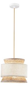 Luce Ambiente Design Κρεμαστό φωτιστικό Gazebo, φυσικό/μπεζ, Ø 26 cm, ρατάν/ύφασμα, ρυθμιζόμενος, Μπεζ, Σαλόνι / τραπεζαρία, Ξύλο