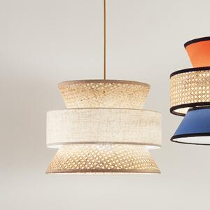 Luce Ambiente Design Κρεμαστό φωτιστικό Gazebo, φυσικό/μπεζ, Ø 40 cm, ρατάν/ύφασμα, ρυθμιζόμενος, Μπεζ, Σαλόνι / τραπεζαρία, Ξύλο