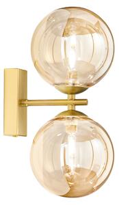Luce Ambiente Design Φωτιστικό τοίχου HONEY, ύψος 34 εκ., χρώμα ορείχαλκου/κρεμ, 2 λάμπες, ρυθμιζόμενος, Χρυσό / Ορείχαλκου, Σαλόνι / τραπεζαρία, Γυαλί
