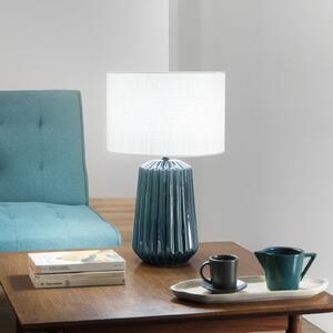 Luce Ambiente Design Επιτραπέζιο φωτιστικό Kiowa, ύψος 46 cm, μπλε/λευκό, κεραμικό/ύφασμα, Μπλε, Σαλόνι / τραπεζαρία, Κεραμικό υλικό
