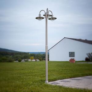Lindby Φωτιστικό στύλου Damion, 200 cm, 3-φωτισμός, E27, IP44, ρυθμιζόμενος, Μεταλλικό, Ανοξείδωτος χάλυβας, σύγχρονο