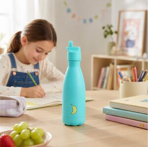 Μπουκάλι Θερμός Original Kids Chilly's με πτυσσόμενο καλαμάκι, χωρητικότητα 350ml και διατήρηση θερμοκρασίας 12h ζεστό / 24h κρύο - Aqua