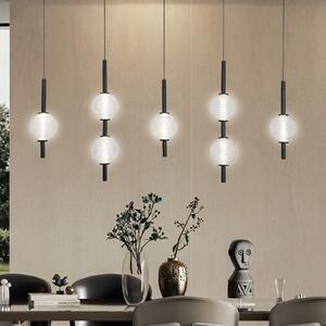 Viokef Κρεμαστό φωτιστικό LED Abeona, μήκος 105 cm, μαύρο μέταλλο, 7 φτερά., Μαύρο, Σαλόνι / τραπεζαρία, Μέταλλο
