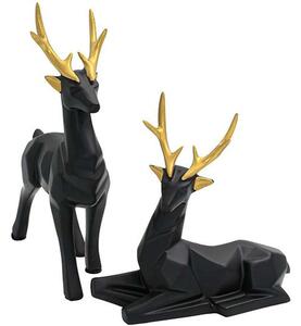 Διακοσμητική Φιγούρα Deer (Σετ 2Τμχ) 374-224-436 16x5x24/17x6x15cm Black-Gold