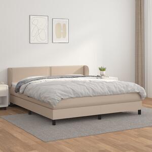 VidaXL Κρεβάτι Boxspring με Στρώμα Καπουτσίνο 160x200εκ.από Συνθ.Δέρμα