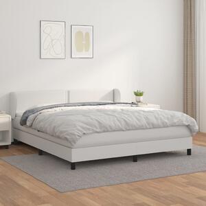 VidaXL Κρεβάτι Boxspring με Στρώμα Λευκό 160x200εκ.από Συνθετικό Δέρμα