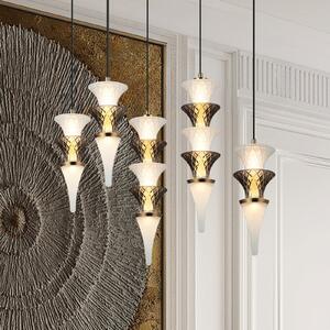 Viokef Κρεμαστό φωτιστικό LED Venera, ύψος 29 cm, λευκό/καφέ, γυαλί, Λευκό, Σαλόνι / τραπεζαρία, Γυαλί
