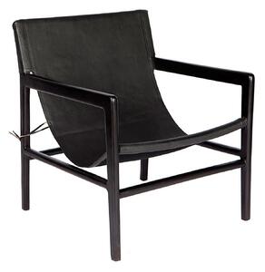 Supergreens Πολυθρόνα Δερμάτινη Teak Μαύρη 63x70x88 εκ