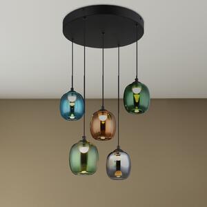 Globo Κρεμαστό φωτιστικό LED Minara, 5 φτερά, Ø 43 cm, πολύχρωμο, γυαλί, ρυθμιζόμενος, Πολύχρωμο, Σαλόνι / τραπεζαρία, Μέταλλο, σύγχρονο