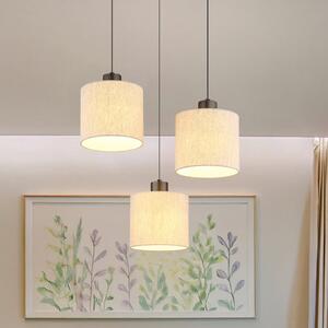 Globo Κρεμαστό φωτιστικό LED Thea, Ø 49 cm, 3 φώτα, κρεμ/μαύρο ματ, ρυθμιζόμενος, Μπεζ, Σαλόνι / τραπεζαρία, Ύφασμα / Κλωστοϋφαντουργία, Σκανδιναβικό