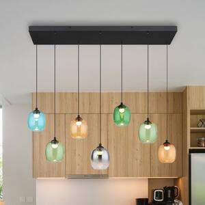 Globo Κρεμαστό φωτιστικό LED Minara, 7 φτερά, μήκος 102 cm, πολύχρωμο, γυαλί, ρυθμιζόμενος, Πολύχρωμο, Σαλόνι / τραπεζαρία, Μέταλλο, σύγχρονο