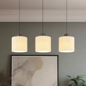 Globo Κρεμαστή λάμπα LED Thea, μήκος 74 cm, 3 φώτα, κρεμ/μαύρο ματ, ρυθμιζόμενος, Μπεζ, Σαλόνι / τραπεζαρία, Ύφασμα / Κλωστοϋφαντουργία, Σκανδιναβικό