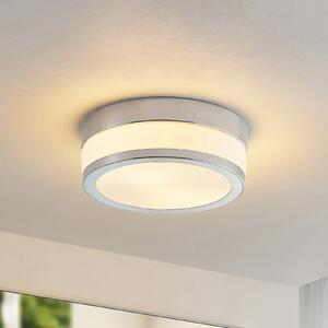 Lindby Φωτιστικό οροφής Flavi, Ø 23 cm, χρώμιο, γυαλί, IP44, E27, ρυθμιζόμενος, Μεταλλικό, Μπάνιο, Γυαλί, σύγχρονο