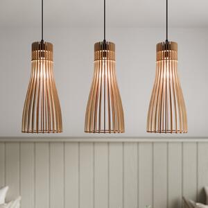 TEMAR LIGHTING Κρεμαστό φωτιστικό Bottle, τριπλό, ρυθμιζόμενος, Ξύλου, Σαλόνι / τραπεζαρία, Ξύλο, Εξοχική κατοικία / Ρουστίκ