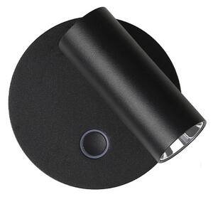 Viokef LED απλίκα Tara, μαύρο, Ø 9 cm, μέταλλο, ρυθμιζόμενος, Μαύρο, Σαλόνι / τραπεζαρία, Μέταλλο, σύγχρονο, Φως ανάγνωσης