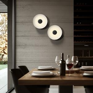 Linea Light LED φωτιστικό οροφής Basin_P, μαύρο, μέταλλο, Ø 48 cm, ρυθμιζόμενος, Μαύρο, Σαλόνι / τραπεζαρία, Αλουμίνιο, σύγχρονο