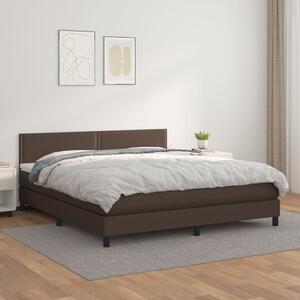 VidaXL Κρεβάτι Boxspring με Στρώμα Καφέ 180x200 εκ. Συνθετικό Δέρμα