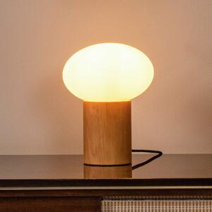 Lucide Λάμπα τραπεζιού Birtle, ύψος 38 cm, λευκό/ανοιχτόχρωμο ξύλο, ξύλο/γυαλί, Ξύλου, Σαλόνι / τραπεζαρία, Ξύλο