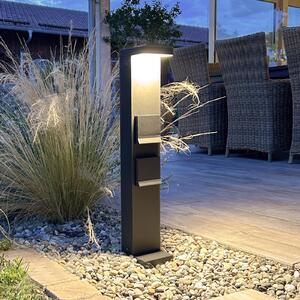 Deko-Light Λάμπα LED με βάση, στήλη πρίζας Lerna, 60 cm, αλουμίνιο σκούρο γκρι, Μαύρο, Αλουμίνιο, σύγχρονο