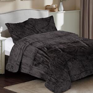 Κουβέρτα Fleece Μονή (160x220) Dimcol Solid 08 Grey-Black