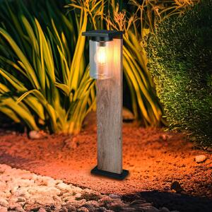 Trio Lighting Φωτιστικό διαδρόμου ARDILA, εμφάνιση ξύλου, ύψος 65 cm, μέταλλο/γυαλί, IP44, ρυθμιζόμενος, Ξύλου, Αλουμίνιο, σύγχρονο