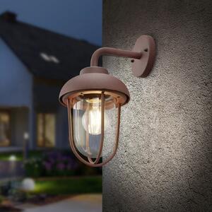Trio Lighting Εξωτερικός φωτιστικός DUERO, χρώμα σκουριάς, ύψος 33 cm, μέταλλο/γυαλί, IP44, ρυθμιζόμενος, Καφέ / Σκουριάς, Αλουμίνιο, Στρογγυλό τοίχο