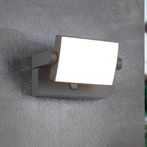 Trio Lighting Λάμπα εξωτερικού τοίχου με αισθητήρα LED KANSAS ανθρακί πλάτος 20 cm IP54, Μαύρο, Αλουμίνιο, σύγχρονο