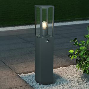 Trio Lighting Φωτιστικό αισθητήρα GARONNE, ανθρακί, ύψος 80 cm, μέταλλο IP44, ρυθμιζόμενος, Μαύρο, Αλουμίνιο, σύγχρονο