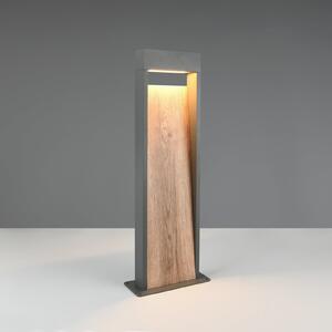 Trio Lighting Φωτιστικό LED SALMON, εμφάνιση ξύλου, ύψος 60 cm, μέταλλο, IP44, Ξύλου, Αλουμίνιο, σύγχρονο