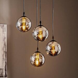 EMIBIG LIGHTING Κρεμαστό φωτιστικό Glassy, 4 φλόγες, μαύρο, γραφίτη, γυαλί, E14, ρυθμιζόμενος, Μαύρο, Σαλόνι / τραπεζαρία, Γυαλί, σύγχρονο