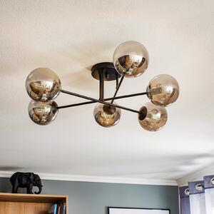 EMIBIG LIGHTING Γυάλινο φωτιστικό οροφής, μαύρο, γραφίτης, γυαλί, 6-φωτο, E14, ρυθμιζόμενος, Μαύρο, Σαλόνι / τραπεζαρία, Γυαλί, σύγχρονο