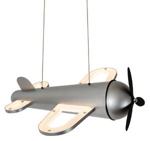 Lucide LED κρεμαστό φωτιστικό για παιδικό δωμάτιο Fokker, γκρι Μήκος 46 cm Μέταλλο, Γκρι, Παιδικό δωμάτιο, Μέταλλο