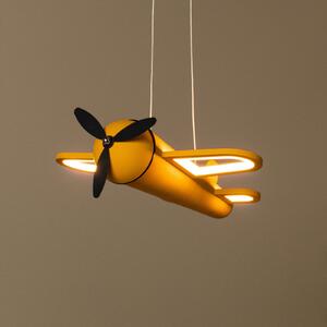 Lucide LED κρεμαστή λάμπα για παιδικό δωμάτιο Fokker, κίτρινη, μήκος 46 cm, μέταλλο, Κίτρινο, Παιδικό δωμάτιο, Μέταλλο
