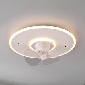 Reality Leuchten Ανεμιστήρας LED Nybro, λευκός, DC, αθόρυβος, Ø 50 cm, CCT, τηλεχειριστήριο, ρυθμιζόμενος, Λευκό, Σαλόνι / τραπεζαρία, Μέταλλο, σύγχρονο