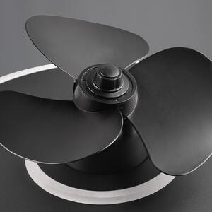 Reality Leuchten Ανεμιστήρας LED Nybro, μαύρος, DC, αθόρυβος, 50 cm, CCT, τηλεχειριστήριο, ρυθμιζόμενος, Μαύρο, Σαλόνι / τραπεζαρία, Μέταλλο, σύγχρονο