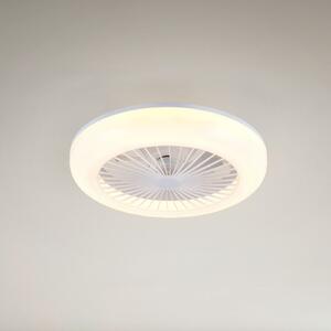 Reality Leuchten Ανεμιστήρας LED Mora, DC, αθόρυβος, Ø 45 cm, CCT, τηλεχειριστήριο, ρυθμιζόμενος, Λευκό, Σαλόνι / τραπεζαρία, Πλαστικό, σύγχρονο