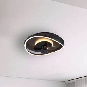 Reality Leuchten Ανεμιστήρας LED Sortland, DC, αθόρυβος, 50 cm, CCT, τηλεχειριστήριο, ρυθμιζόμενος, Μαύρο, Σαλόνι / τραπεζαρία, Μέταλλο, σύγχρονο