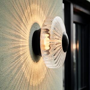 DESIGN BY US Εξωτερικό φωτιστικό τοίχου LED New Wave Optic, γυαλί, Ø 26 cm, IP65, Διαφανές, Αλουμίνιο, σχεδιασμός
