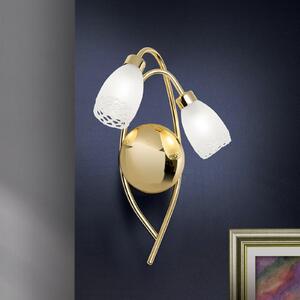 ORION Φωτιστικό τοίχου CARLA, χρώμα ορείχαλκου Ύψος 35 cm Μέταλλο/γυαλί 2 φτερά., ρυθμιζόμενος, Χρυσό / Ορείχαλκου, Σαλόνι / τραπεζαρία, Μέταλλο, Αντίκα