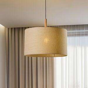 TK Lighting Κρεμαστό φωτιστικό Deva Nature, μονόφωτο, υφασμάτινο καπέλο, ρυθμιζόμενος, Μπεζ, Σαλόνι / τραπεζαρία, Ύφασμα / Κλωστοϋφαντουργία, Σκανδιναβικό