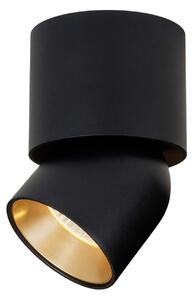 The Light Group SLC LED προβολέας οροφής CUP, μαύρο/χρυσό, 927, Ø 7,5 cm, dim, ρυθμιζόμενος, Μαύρο, Σαλόνι / τραπεζαρία, Αλουμίνιο, σύγχρονο