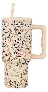 Κούπα Θερμός Με Λαβή & Καλαμάκι 900ml Estia Save The Aegean Tumbler Bloom Beige 01-35181